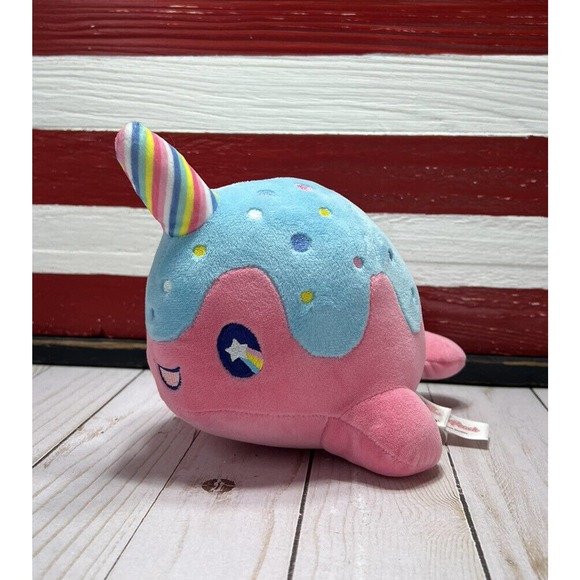 Lot of 2 Tasty Peach Studios Pastel Lollipop NOMWHAL 9” Narwhal Whale Plush 2021 - Picture 13 of 16